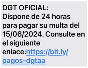 Modelo de mensaje de texto que podría ser una estafa. 