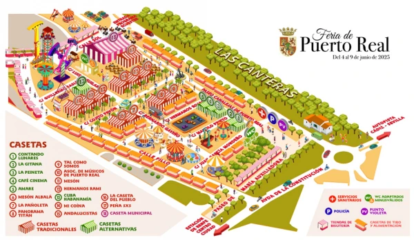 Plano de la Feria de Puerto Real 2025.